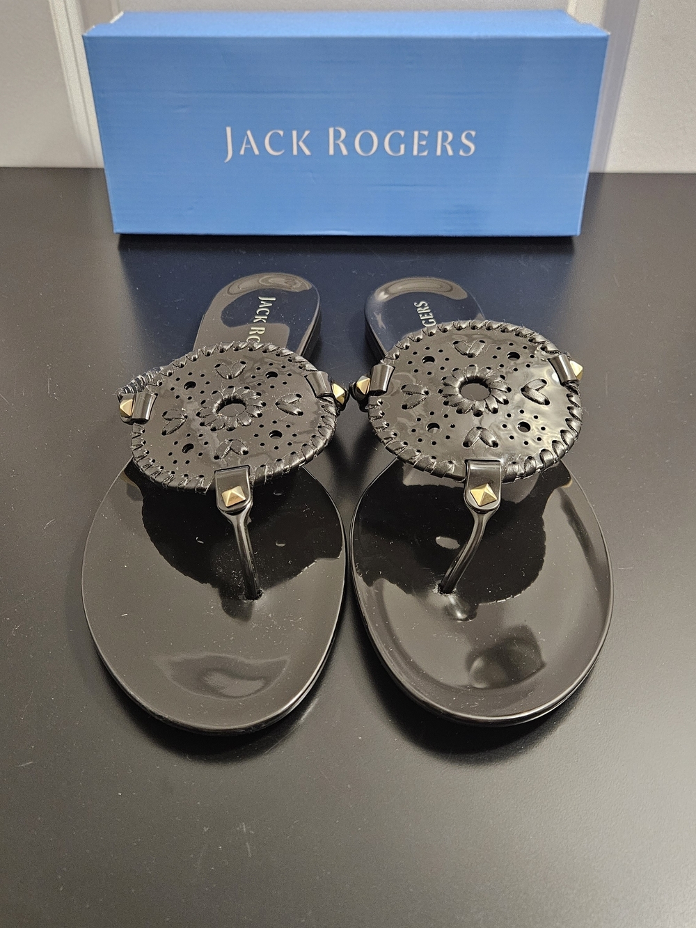 NIB Women's Jack Rogers Georgica Studded Slip-On Jelly Flip Flop Sandals Size 11